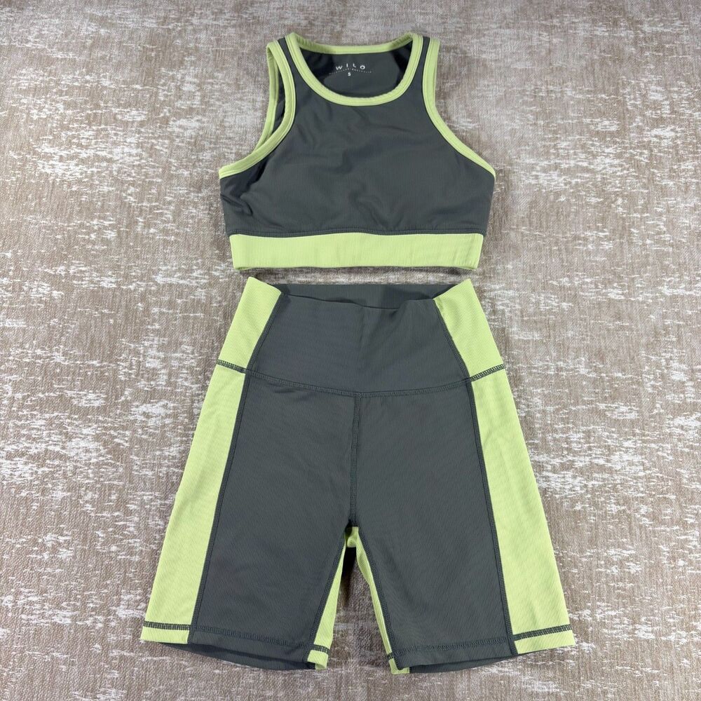 Wilo The Label Colorblock Workout Set - Sports Bra & 6" Biker Shorts - Size S